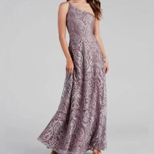 Windsor One Shoulder Lace Formal Dress
